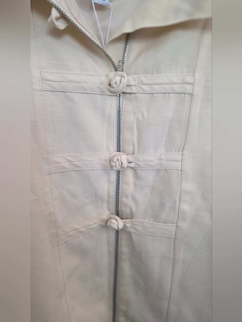 NWT Cream Frog Closure Lightweight Bomber JACKET - Picture 3 of 15